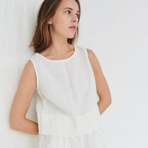 Linenfox Linen Crop Tank Top / White / Large